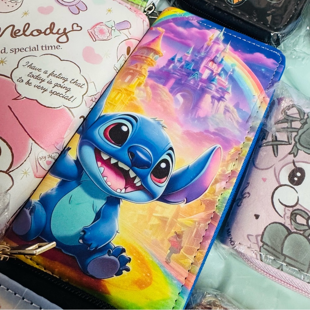 Colorful Stitch Wallet with Castle Design